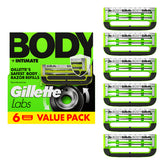 GilletteLabs Body + Intimate Razor Blade Refill Cartridges, 6 Blade Refill Cartridges