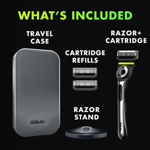 GilletteLabs with Exfoliating Bar Razor (1 Handle + 3 Cartridges + 1 Travel Case)
