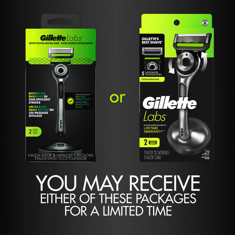 GilletteLabs with Exfoliating Bar Razor (1 Handle + 2 Cartridges)